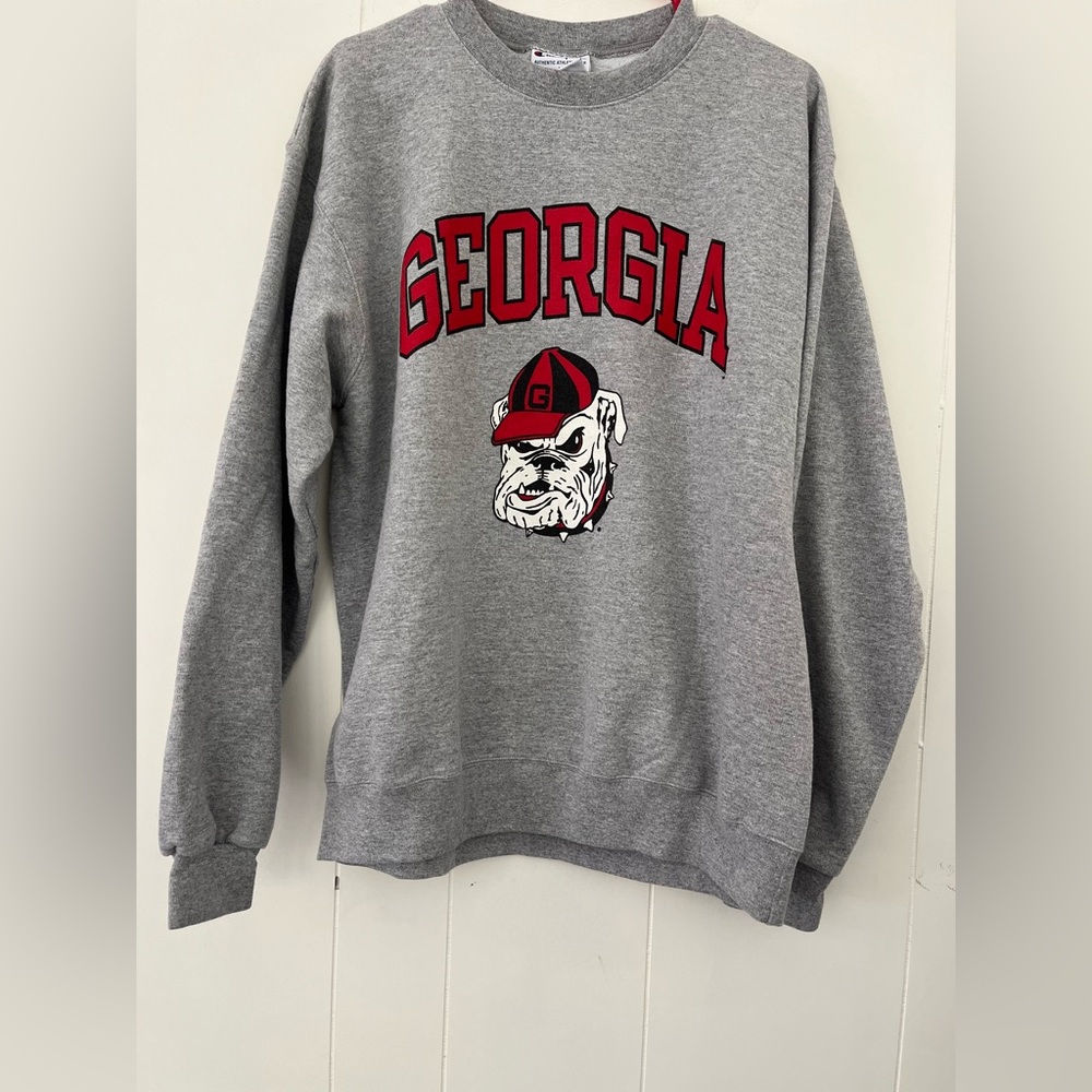 Champion Authentic Athleticwear Gray Georgia Bulldog SweatShirt Size Large - Picture 2 of 11